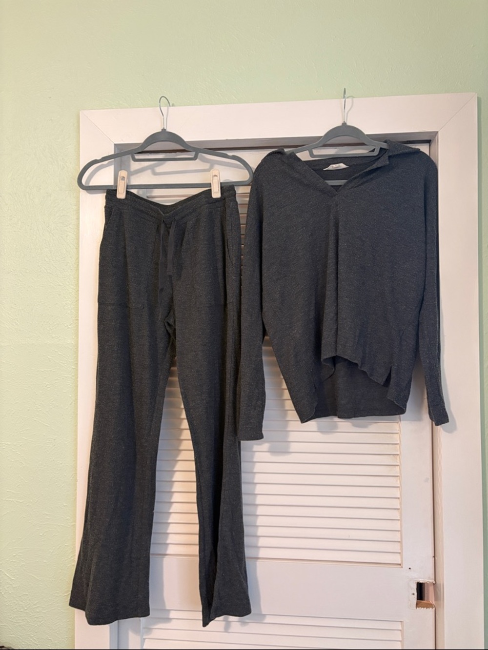 Lucky Brand Charcoal Gray Lounge Pajama Set - V-Neck Top & Drawstring Pants